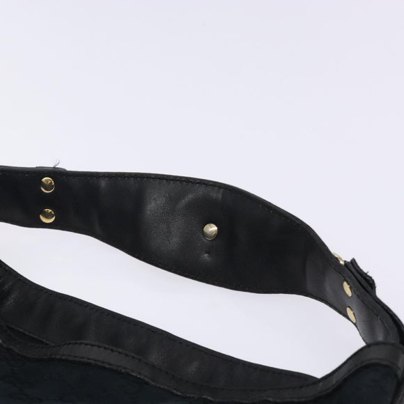 GUCCI GG Canvas Hand Bag Black Gold Auth gh237