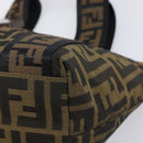 FENDI Zucca Canvas Hand Bag Black Gold Tone 7VA165 Auth gh2374-10