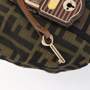 FENDI Zucca Canvas Hand Bag Black Gold Tone 7VA165 Auth gh2374-16
