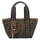 FENDI Zucca Canvas Hand Bag Black Gold Tone 7VA165 Auth gh2374-2