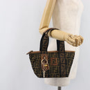 FENDI Zucca Canvas Hand Bag Black Gold Tone 7VA165 Auth gh2374-24