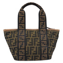 FENDI Zucca Canvas Hand Bag Black Gold Tone 7VA165 Auth gh2374-3