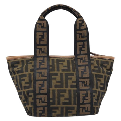 FENDI Zucca Canvas Hand Bag Black Gold Tone 7VA165 Auth gh2374 - 0