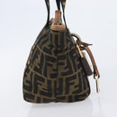 FENDI Zucca Canvas Hand Bag Black Gold Tone 7VA165 Auth gh2374-5