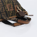 FENDI Zucca Canvas Hand Bag Black Gold Tone 7VA165 Auth gh2374-7