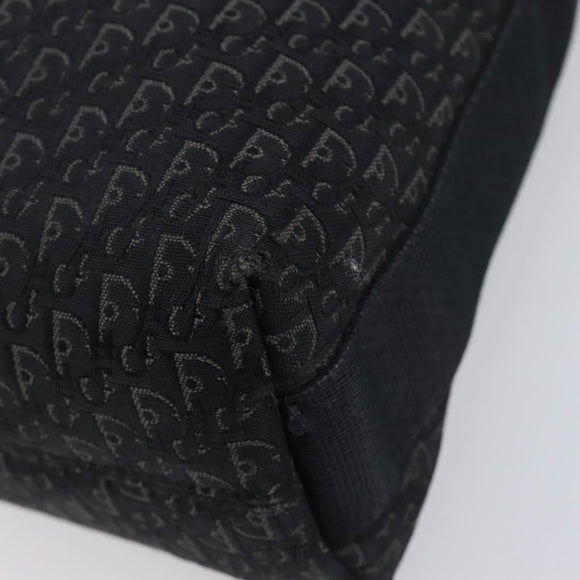 Christian Dior Trotter Canvas Shoulder Bag Black Silver Auth gh2375