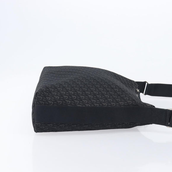 Christian Dior Trotter Canvas Shoulder Bag Black Silver Auth gh2375