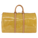 LOUIS VUITTON Monogram Vernis Mercer Boston Bag Beige M91000 LV Auth gh2380-13