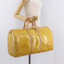 LOUIS VUITTON Monogram Vernis Mercer Boston Bag Beige M91000 LV Auth gh2380-30
