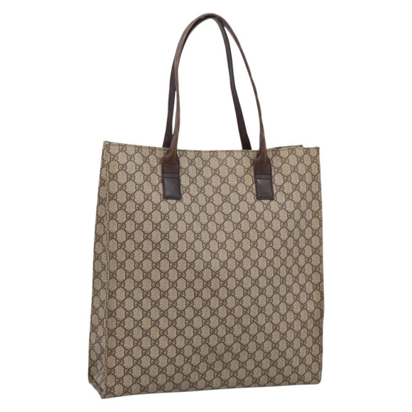 GUCCI GG Supreme Tote Bag PVC Beige Silver 91250 Auth gh2381