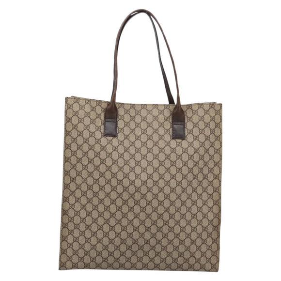 GUCCI GG Supreme Tote Bag PVC Beige Silver 91250 Auth gh2381