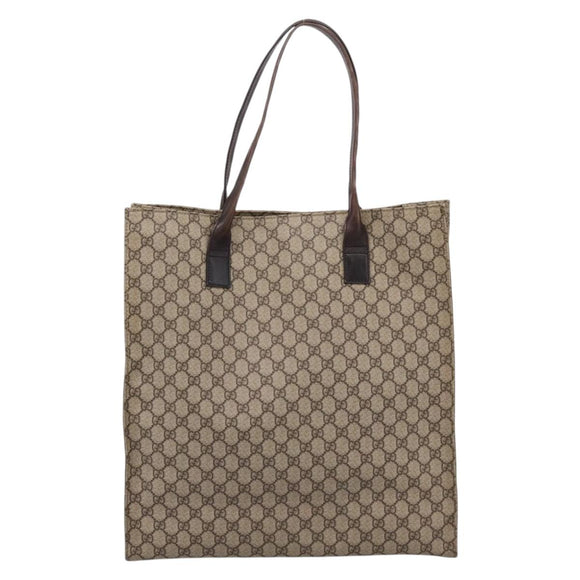 GUCCI GG Supreme Tote Bag PVC Beige Silver 91250 Auth gh2381