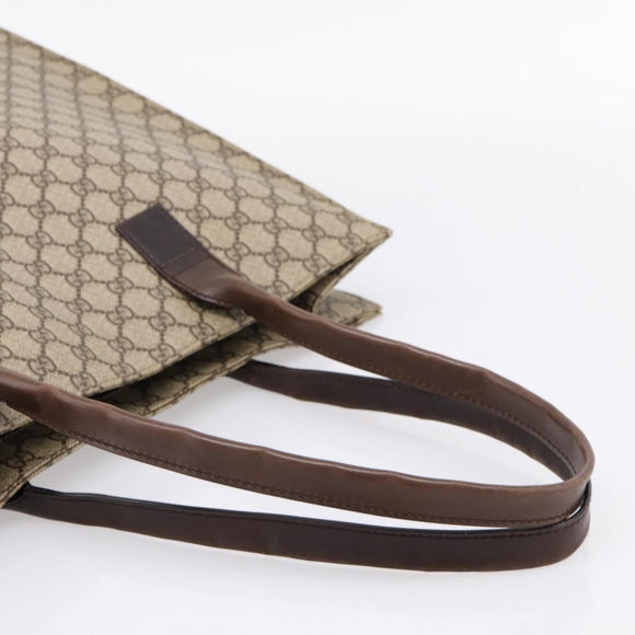 GUCCI GG Supreme Tote Bag PVC Beige Silver 91250 Auth gh2381