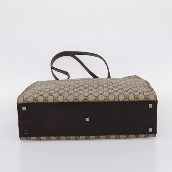 GUCCI GG Supreme Tote Bag PVC Beige Silver 91250 Auth gh2381