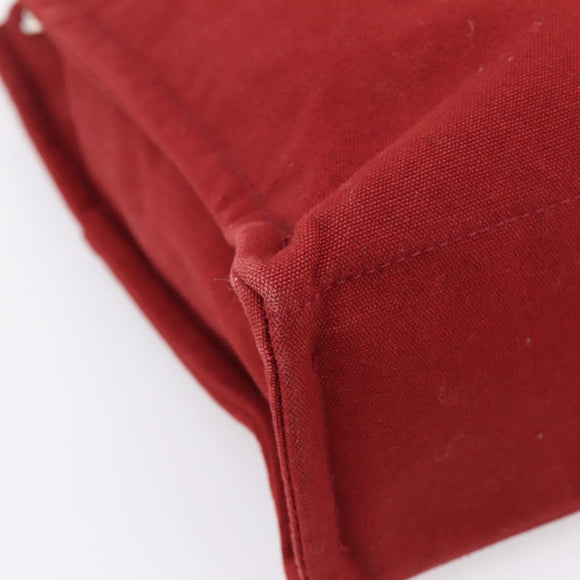 HERMES Fourre Tout MM Hand Bag Canvas Red Silver Auth gh2382