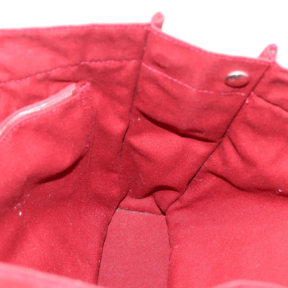 HERMES Fourre Tout MM Hand Bag Canvas Red Silver Auth gh2382