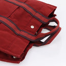 HERMES Fourre Tout MM Hand Bag Canvas Red Silver Auth gh2382-6