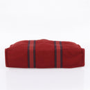 HERMES Fourre Tout MM Hand Bag Canvas Red Silver Auth gh2382-5