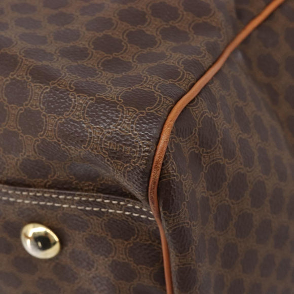 CELINE Macadam Boston Bag PVC Brown Gold Tone Auth gh2383A