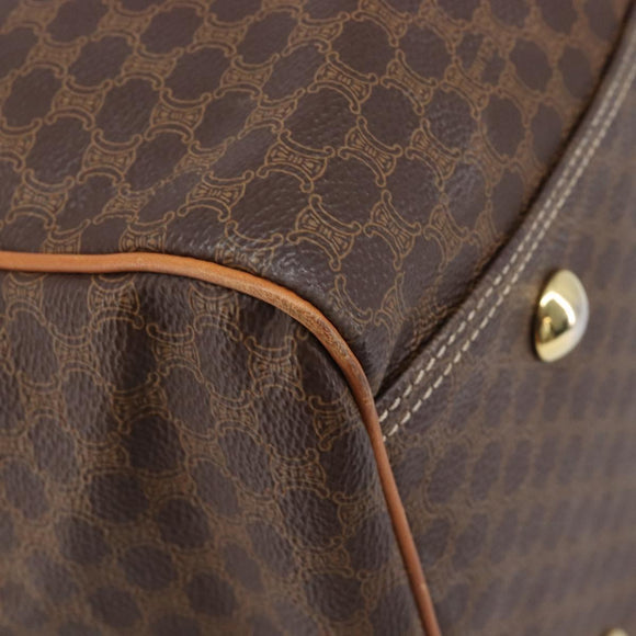 CELINE Macadam Boston Bag PVC Brown Gold Tone Auth gh2383A