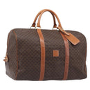 CELINE Macadam Boston Bag PVC Brown Gold Tone Auth gh2383A-1