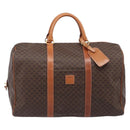 CELINE Macadam Boston Bag PVC Brown Gold Tone Auth gh2383A-2