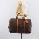 CELINE Macadam Boston Bag PVC Brown Gold Tone Auth gh2383A-26