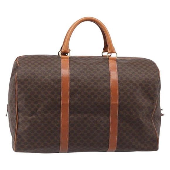 CELINE Macadam Boston Bag PVC Brown Gold Tone Auth gh2383A