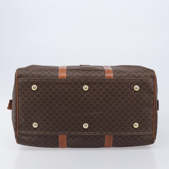 CELINE Macadam Boston Bag PVC Brown Gold Tone Auth gh2383A