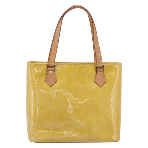 LOUIS VUITTON Monogram Vernis Houston Hand Bag Beige M91004 LV Auth gh2385