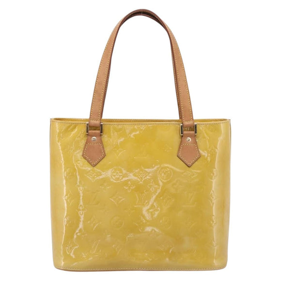 LOUIS VUITTON Monogram Vernis Houston Hand Bag Beige M91004 LV Auth gh2385