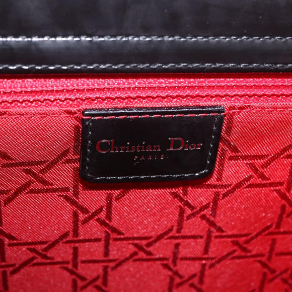 Christian Dior Shoulder Bag Patent Black Silver Auth gh2387