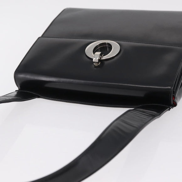 Christian Dior Shoulder Bag Patent Black Silver Auth gh2387