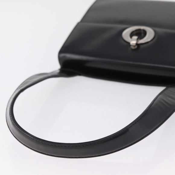 Christian Dior Shoulder Bag Patent Black Silver Auth gh2387