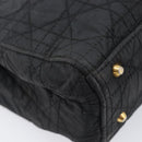 Christian Dior Canage Hand Bag Nylon Black Gold Tone Auth gh2390-11