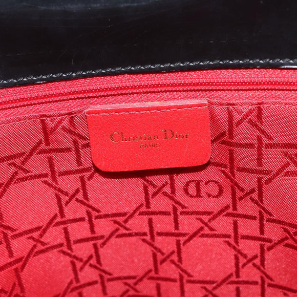 Christian Dior Canage Hand Bag Nylon Black Gold Tone Auth gh2390