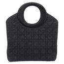 Christian Dior Canage Hand Bag Nylon Black Gold Tone Auth gh2390-2