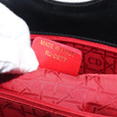 Christian Dior Canage Hand Bag Nylon Black Gold Tone Auth gh2390-25