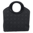 Christian Dior Canage Hand Bag Nylon Black Gold Tone Auth gh2390-3