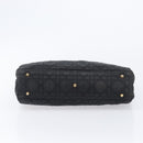 Christian Dior Canage Hand Bag Nylon Black Gold Tone Auth gh2390-9