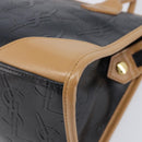 SAINT LAURENT Hand Bag Leather Black Beige Auth gh2393-10