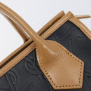 SAINT LAURENT Hand Bag Leather Black Beige Auth gh2393-14