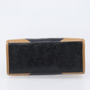 SAINT LAURENT Hand Bag Leather Black Beige Auth gh2393-9