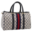 GUCCI GG Supreme Sherry Line Hand Bag PVC Navy Gold Tone 40 3842 Auth gh2396-1