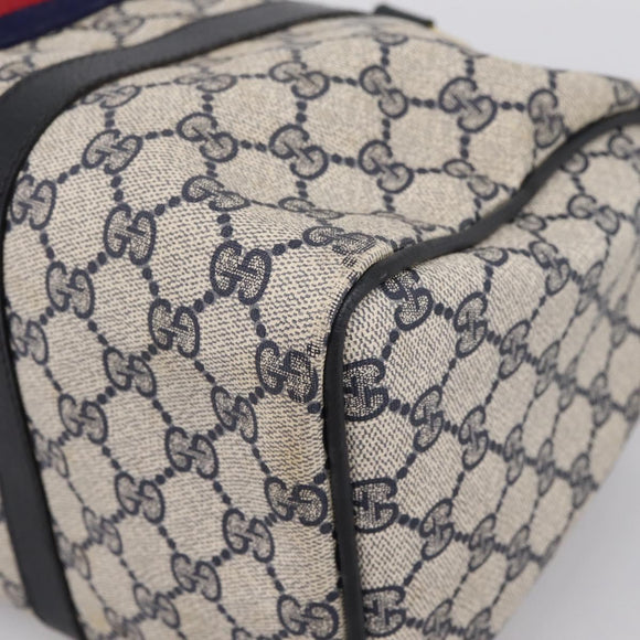 GUCCI GG Supreme Sherry Line Hand Bag PVC Navy Gold Tone 40 3842 Auth gh2396