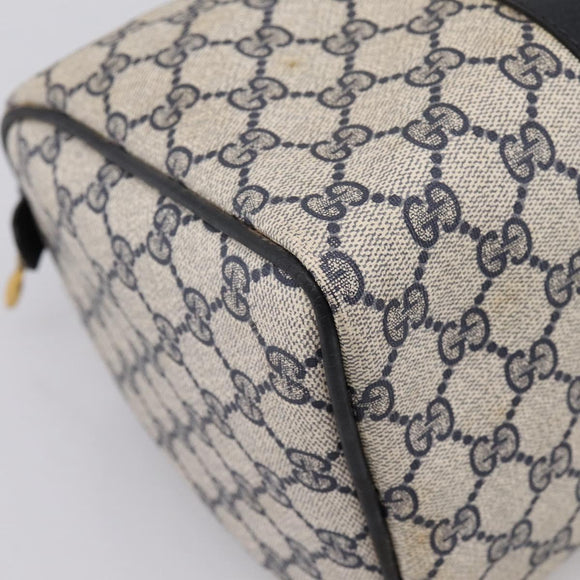 GUCCI GG Supreme Sherry Line Hand Bag PVC Navy Gold Tone 40 3842 Auth gh2396