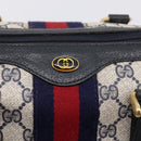 GUCCI GG Supreme Sherry Line Hand Bag PVC Navy Gold Tone 40 3842 Auth gh2396-17