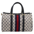 GUCCI GG Supreme Sherry Line Hand Bag PVC Navy Gold Tone 40 3842 Auth gh2396-13