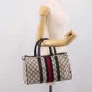 GUCCI GG Supreme Sherry Line Hand Bag PVC Navy Gold Tone 40 3842 Auth gh2396-23