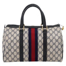 GUCCI GG Supreme Sherry Line Hand Bag PVC Navy Gold Tone 40 3842 Auth gh2396-2